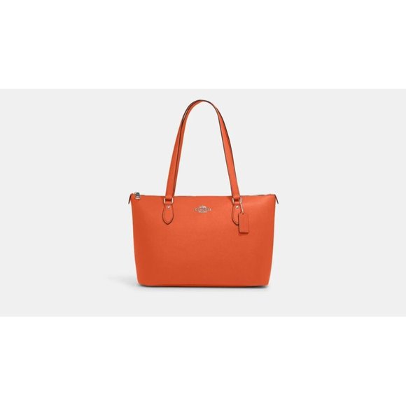 Coach NWT Orange Cross-grain Leather Gallery Tote Bag - Picture 1 of 4
